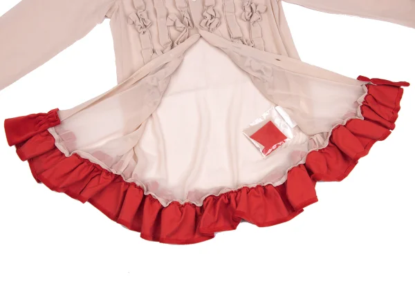 COMME des GARCONS Frilled Velour Switching Knot Tape Embellished Sheer Blouse K-169824_011