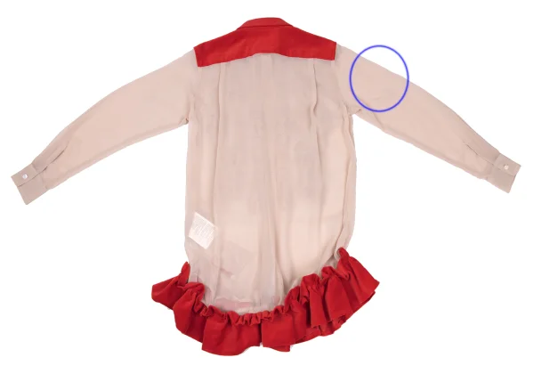 COMME des GARCONS Frilled Velour Switching Knot Tape Embellished Sheer Blouse K-169824_012