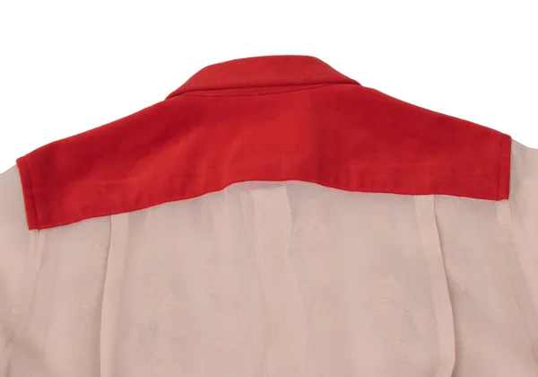 COMME des GARCONS Frilled Velour Switching Knot Tape Embellished Sheer Blouse K-169824_015