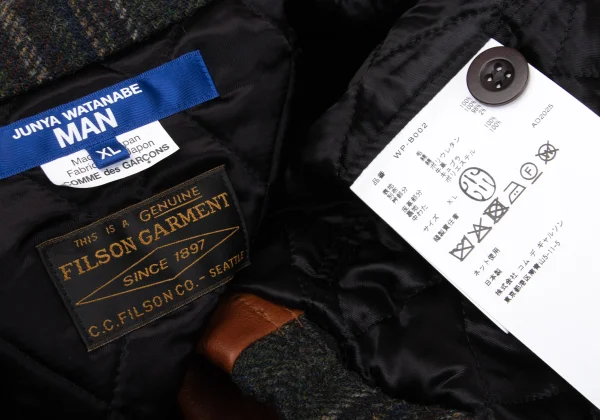 JUNYA WATANABE MAN×FILSON Leather Switching Wool Tweed Padded Shirt Jacket K-169832_020
