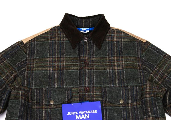 JUNYA WATANABE MAN×FILSON Leather Switching Wool Tweed Padded Shirt Jacket K-169833_002