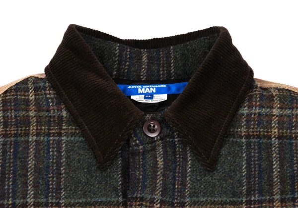 JUNYA WATANABE MAN×FILSON Leather Switching Wool Tweed Padded Shirt Jacket K-169833_003
