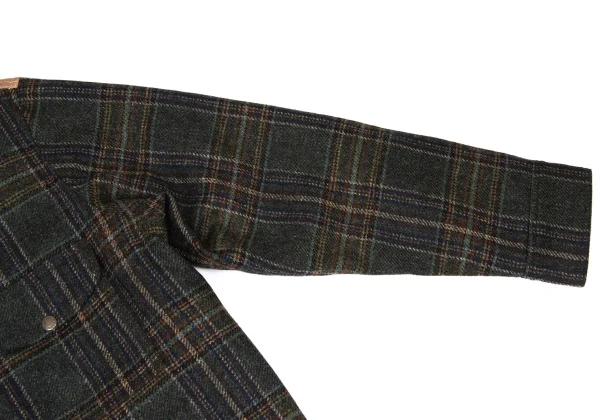 JUNYA WATANABE MAN×FILSON Leather Switching Wool Tweed Padded Shirt Jacket K-169833_006