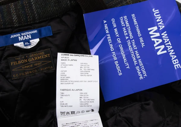 JUNYA WATANABE MAN×FILSON Leather Switching Wool Tweed Padded Shirt Jacket K-169833_018