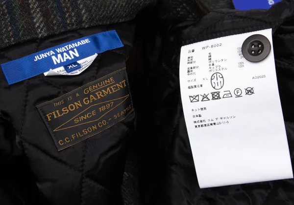 JUNYA WATANABE MAN×FILSON Leather Switching Wool Tweed Padded Shirt Jacket K-169833_019