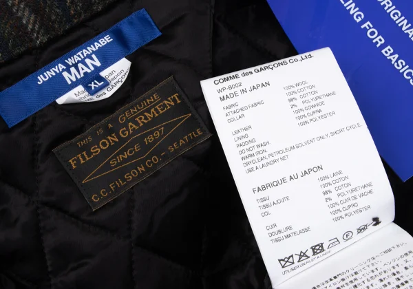 JUNYA WATANABE MAN×FILSON Leather Switching Wool Tweed Padded Shirt Jacket K-169833_020