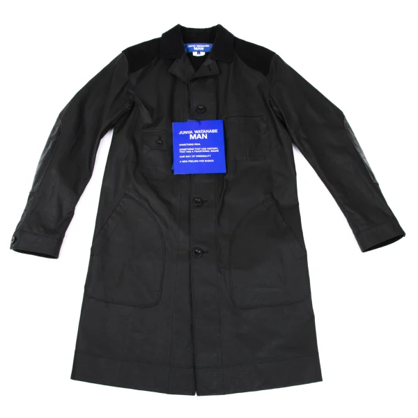JUNYA WATANABE MAN Leather Patch Switching Coated Cotton Coat Black L K-169834_001