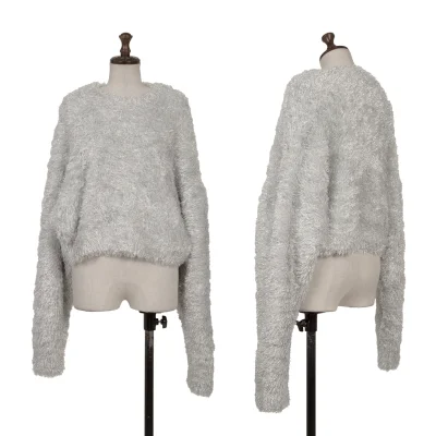 noir kei ninomiya Glitter Cropped Shaggy Knit Sweater