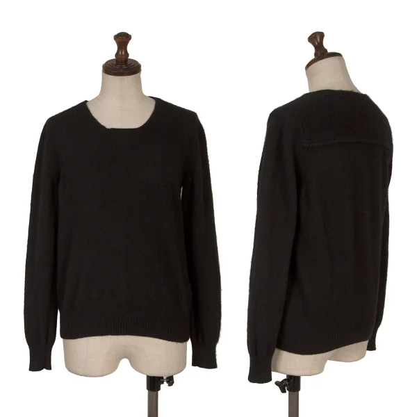 ンtricot COMME des GARCONS Cashmere Blend Wool Angora Back-tuck Knit Black S-M K-169849_001