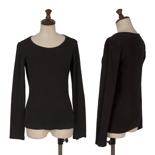 Yohji Yamamoto FEMME Cotton Long Sleeves T Shirt Black 2 K-169855_001