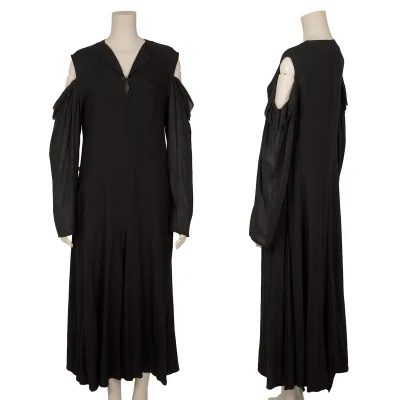 Yohji Yamamoto NOIR Rayon Frill Open Shoulder Dress