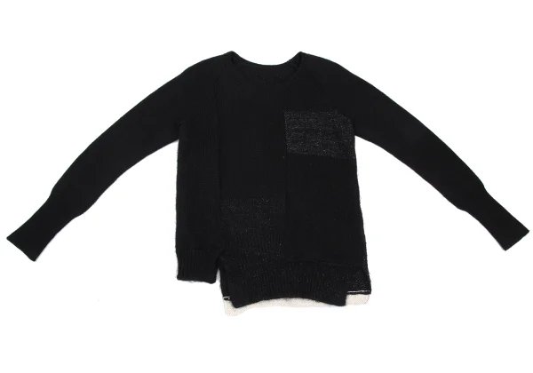 Yohji Yamamoto NOIR Mixed-material Panel Knit K-169860_002