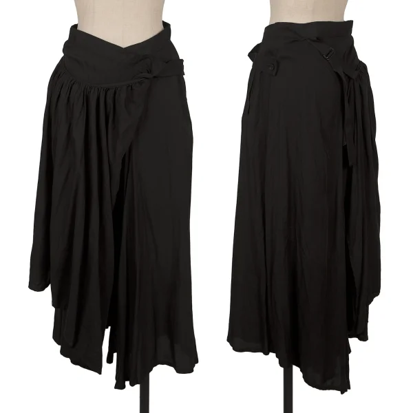 Yohji Yamamoto NOIR Rayon Frill Wrap Skirt Black 1 K-169863_001