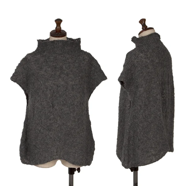 Plantation Alpaca Blended Wool Sleeveless Knit Sweater Grey M K-169869_001