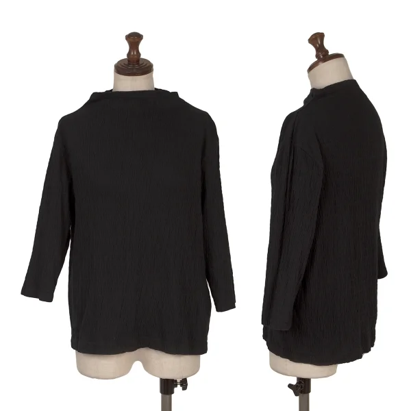 Plantation Wrinkle Pleats 3/4 Sleeves T Shirt Black M K-169875_001