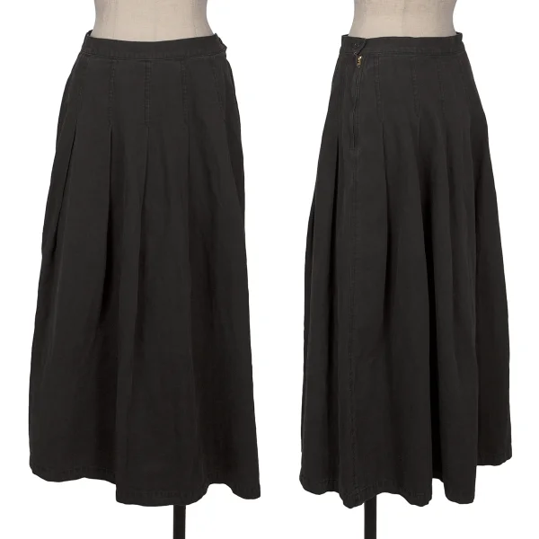 Plantation Cotton Tuck Flare Denim Skirt Grey M K-169877_001