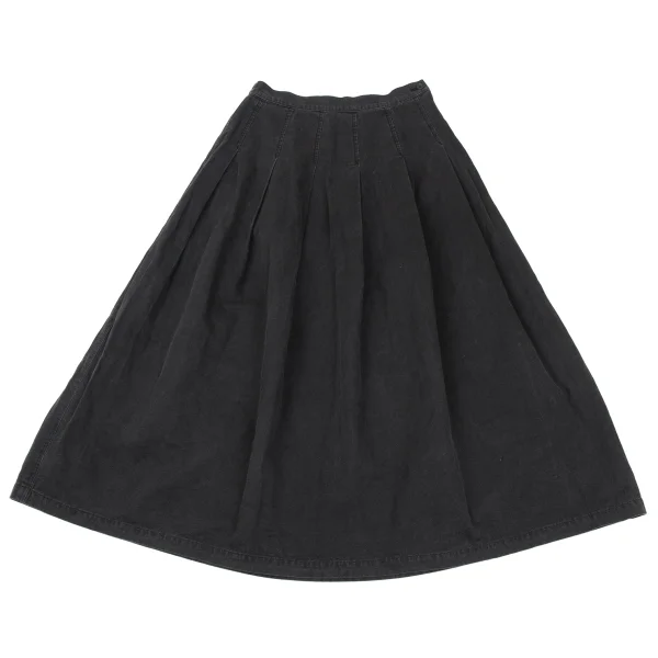 Plantation Cotton Tuck Flare Denim Skirt K-169877_002