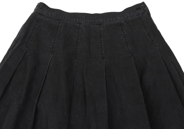 Plantation Cotton Tuck Flare Denim Skirt K-169877_003