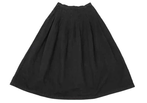 Plantation Cotton Tuck Flare Denim Skirt K-169877_010