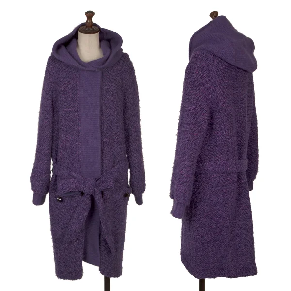 SONIA BY SONIA RYKIEL Hooded  Knit Gown Coat Purple 46 K-169882_001