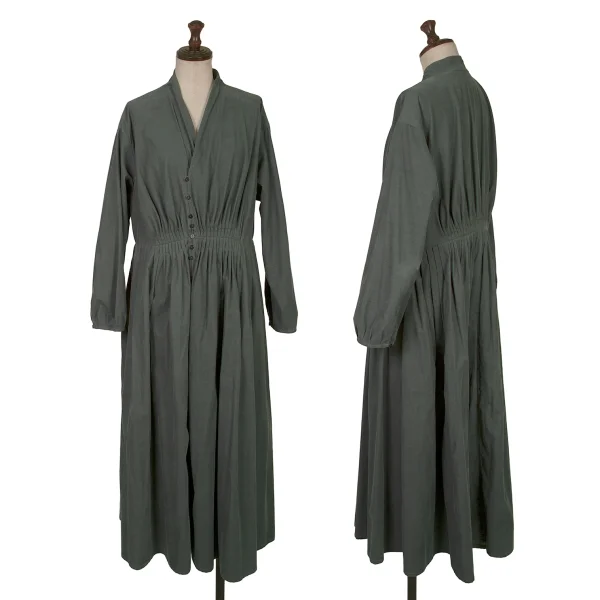 JURGEN LEHL Babaghuri Cotton Waist Pintuck Dress Green M K-169889_001