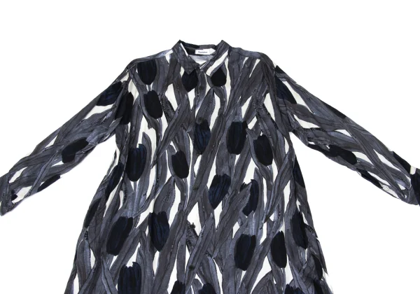 Plantation Graphic Printed Cupro Long Shirt Dress K-169890_003