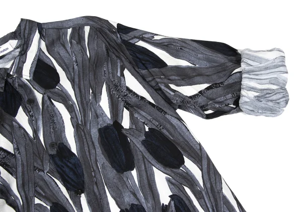 Plantation Graphic Printed Cupro Long Shirt Dress K-169890_008