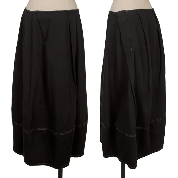 zucca Cotton Hem Switching Skirt Black M K-169891_001
