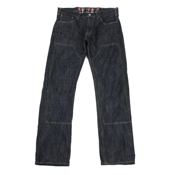 JUNYA WATANABE MAN Flannel Checker Switching Denim Pants Indigo L K-169902_001