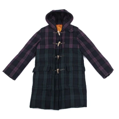 GANRYU Lining Quilted Down Check Duffle Coat