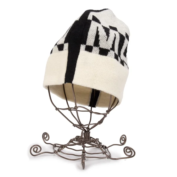 JUNYA WATANABE MAN COMME des GARCONS Check Logo Knit Cap Ivory  K-169909_001