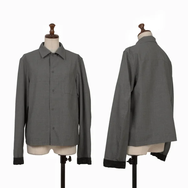 Y's Wool Snap Button Shirt Jacket Grey S-M K-169917_001