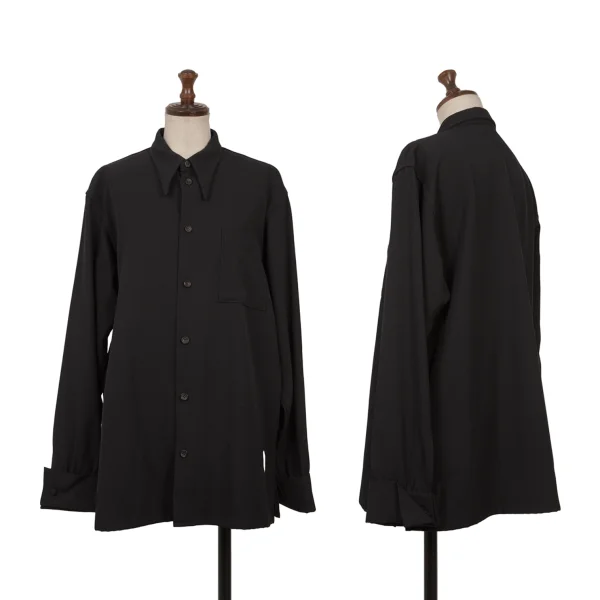 Y's Wool Gabardine Double Cuff Shirt Navy S-M K-169919_001