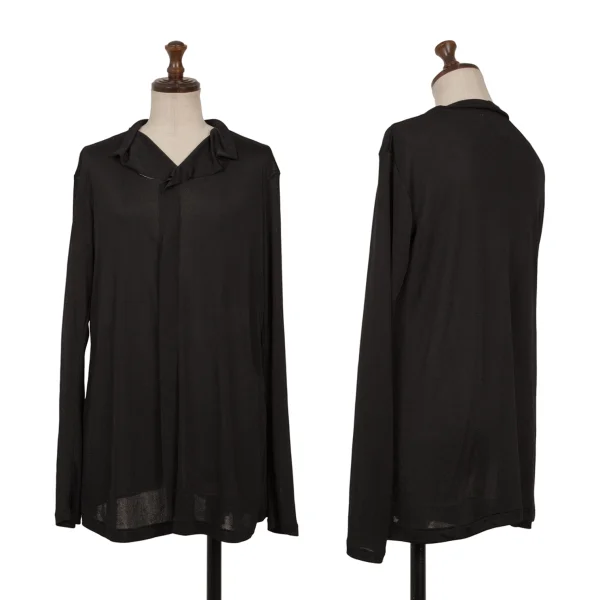 Yohji Yamamoto FEMME Poly Sheer Knit Blouse Black M K-169924_001
