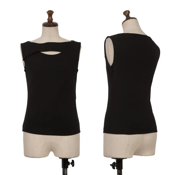 Sybilla Neck Design Stretch Sleeveless Top Black M K-169932_001