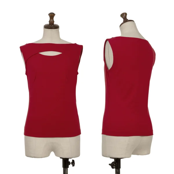 Sybilla Neck Design Stretch Sleeveless Top Red M K-169933_001