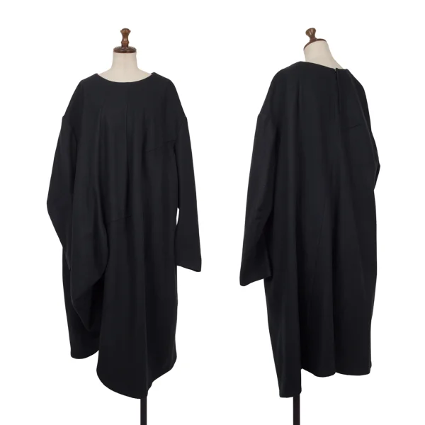 COMME des GARCONS Wool-blend Volume Switching Asymmetrical Dress Navy M K-169938_001