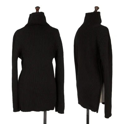 Yohji Yamamoto FEMME Wool Side Slit Turtleneck Rib Knit Sweater