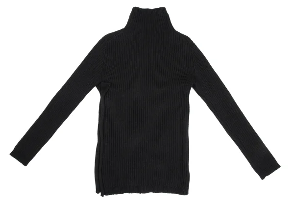 Yohji Yamamoto FEMME Wool Side Slit Turtleneck Rib Knit Sweater K-169947_002