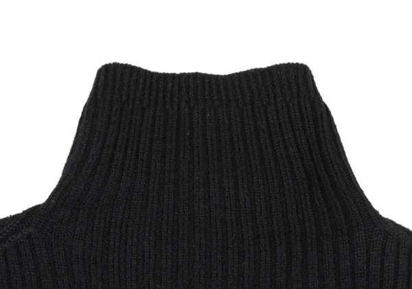 Yohji Yamamoto FEMME Wool Side Slit Turtleneck Rib Knit Sweater K-169947_005