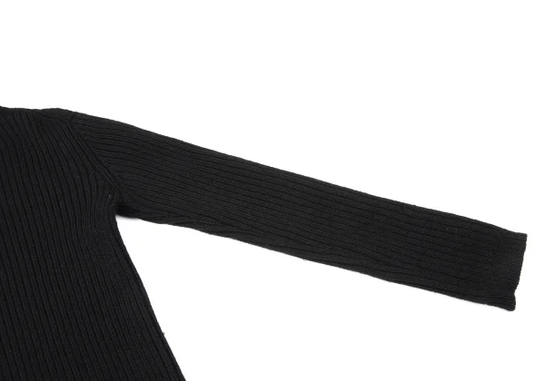 Yohji Yamamoto FEMME Wool Side Slit Turtleneck Rib Knit Sweater K-169947_006