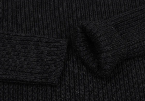 Yohji Yamamoto FEMME Wool Side Slit Turtleneck Rib Knit Sweater K-169947_007