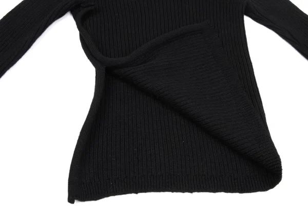 Yohji Yamamoto FEMME Wool Side Slit Turtleneck Rib Knit Sweater K-169947_010