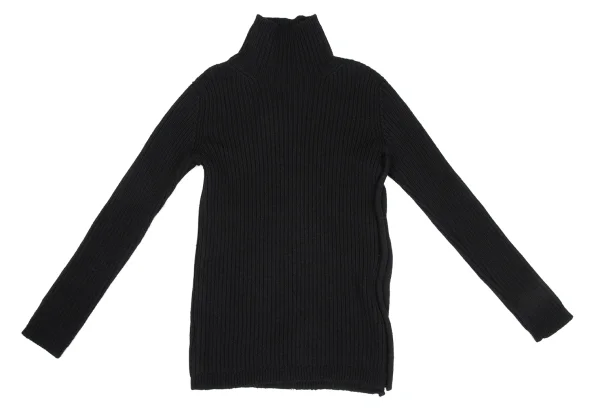 Yohji Yamamoto FEMME Wool Side Slit Turtleneck Rib Knit Sweater K-169947_011
