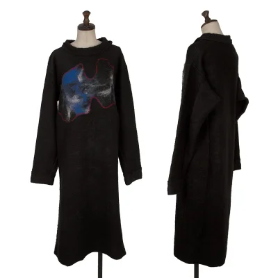 Yohji Yamamoto FEMME Wool Needle Punch Embroidered Dress