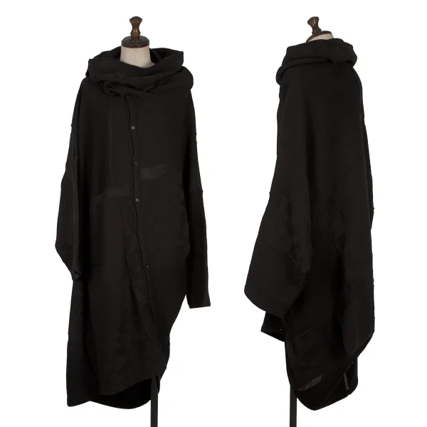 Yohji Yamamoto FEMME Graphic Jacquard Asymmetrical Long Cardigan Black 2 K-169951_001