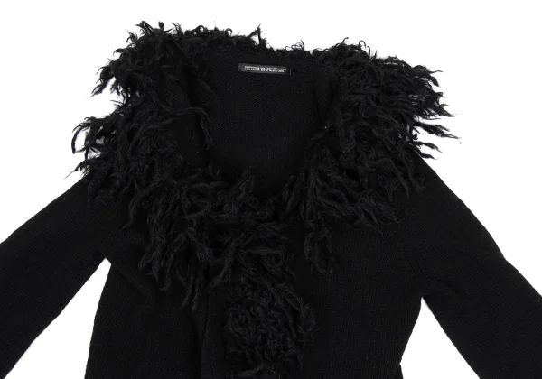 Yohji Yamamoto NOIR Wool Blend Fringe Design Buttonless Knit Cardigan K-169956_003