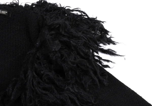 Yohji Yamamoto NOIR Wool Blend Fringe Design Buttonless Knit Cardigan K-169956_004