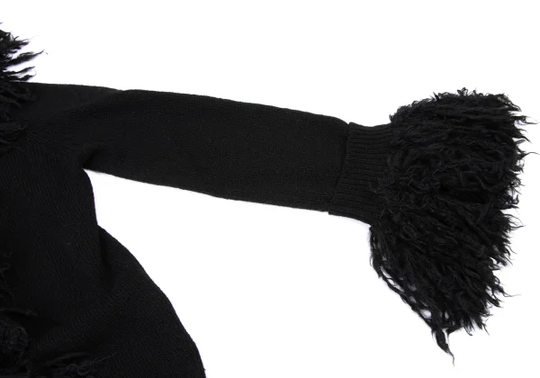 Yohji Yamamoto NOIR Wool Blend Fringe Design Buttonless Knit Cardigan K-169956_005