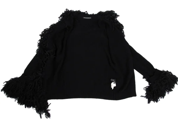 Yohji Yamamoto NOIR Wool Blend Fringe Design Buttonless Knit Cardigan K-169956_008